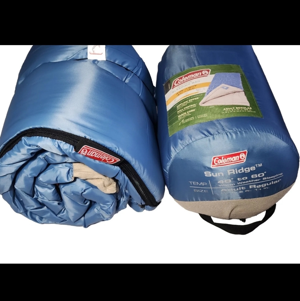 NEW Coleman Sleeping Bag Sun Ridge Adult Regular Durable Portable Comfort 40-60° - Picture 8 of 9